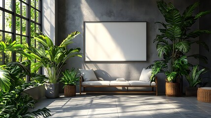 Fototapeta premium Minimalist white board mounted on a plain wall in a modern office setting featuring a crisp white surface with subtle shadows soft natural lighting and a clean