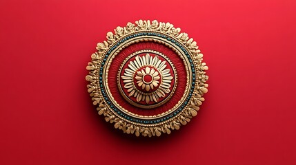 Obraz premium Ornate Gold and Red Circular Decorative Element