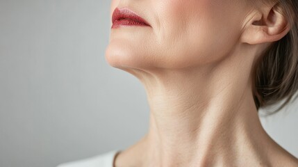 Obraz premium Success story of a facelift patient, with before-and-after shots capturing the dramatic reduction of loose skin around the neck and jowls for a refreshed look