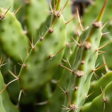Detail of the green leaves and stems of an espostoa cactus, cacti, leaves, green plants