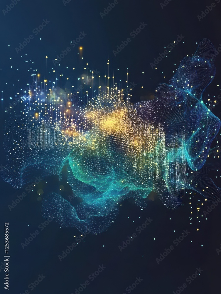 Poster abstract artificial intelligence element. abstract infographics visualization. big data code represe
