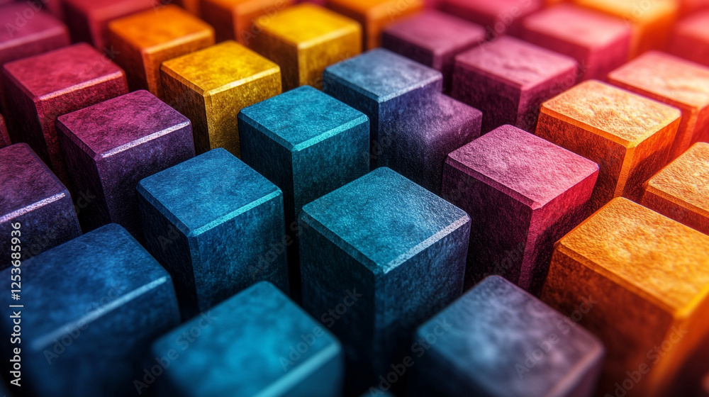 Aufkleber colorful gradient cubes create a mesmerizing abstract pattern in three-dimensional space