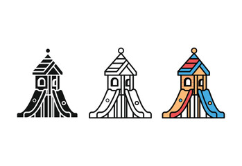 Minimalist Water Slide icon with Stairs, silhouette Flat Vector Design