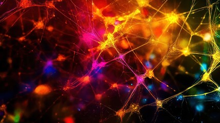 Fototapeta premium Colorful abstract neural network background.