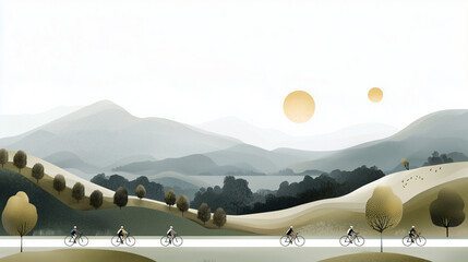 Fototapeta premium Charity Bike Ride Through Scenic Countryside for a Good Cause