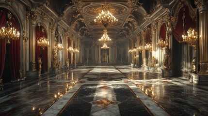 Obraz premium Opulent Grandeur: A Digital Rendering of a Baroque Palace Hall
