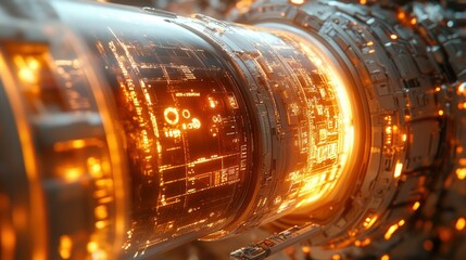 Futuristic Orange Glowing Tech Core