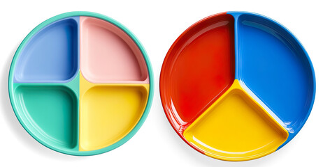 Colorful Divided Plate with Four Sections on a Transparent Background