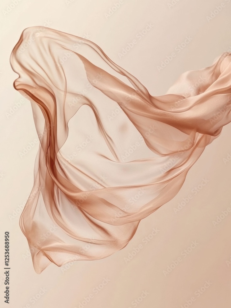 Aufkleber fluid movement of flowing silk fabrics contrasting against a neutral background with soft lighting a