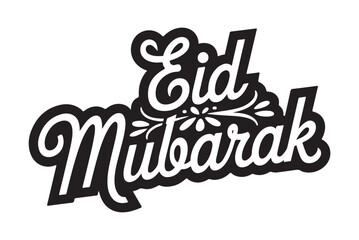 Eid Mubarak greeting text celebrating the joy of the muslim festival. Eid Mubarak calligraphic design. Vector illustration