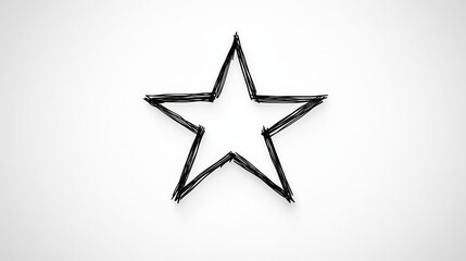 Obraz premium simple black doodle of five pointed star on white background, showcasing creativity and minimalism. This design can be used for various artistic projects