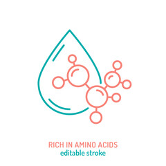 Rich in Amino Acids outline pictogram. Linear sign