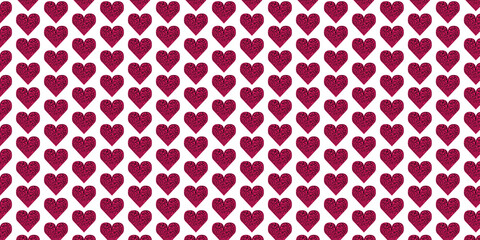 Seamless Pattern of Red Hearts on a White Background