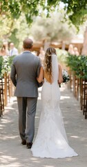 Bride walks down aisle with father