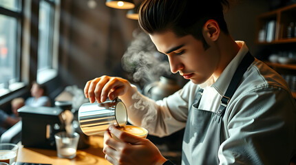 Barista Making Latte Art