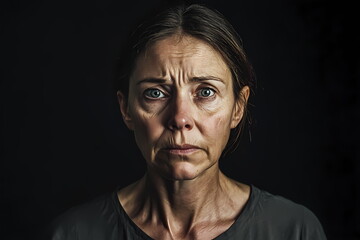 Obraz premium Close up of scared woman expressing fear and anxiety