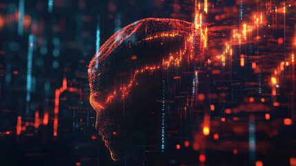 Obraz premium Creative AI background with forex chart. Artificial intelligence and invest concept. 3D Rendering.