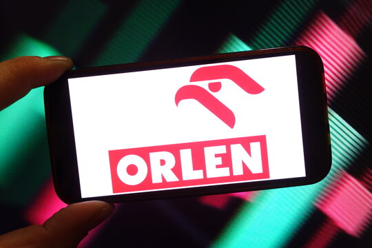 Konskie, Poland - January 13, 2025: PKN Orlen company logo displayed on mobile phone