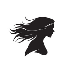 Silhouette of a Woman with Long Hair - Vector Illustration