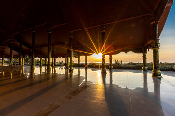 Background of the tourist attraction Wat Sirindhorn Wararam or the famous glowing temple in...