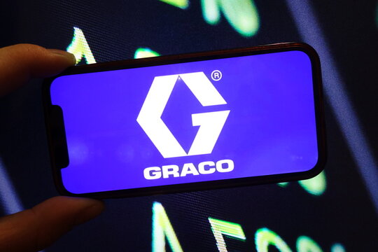 Konskie, Poland - January 14, 2025: Graco Inc company logo displayed on mobile phone