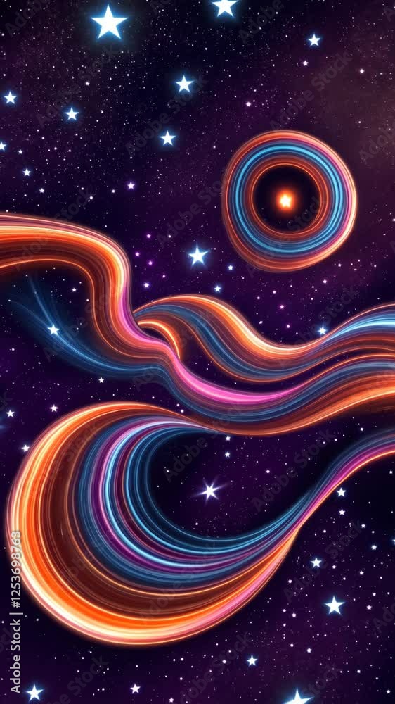 Aufkleber A colorful image of a purple and red swirl with a black background. There are also some stars in the background