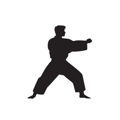 Karate Athlete Silhouette Performing a Hand Movement 8 - Vector Illustration