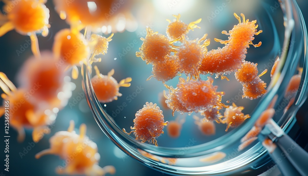 Aufkleber Microscopic View of Colorful Microorganisms Under Magnification