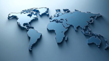 Global technology trends illustrated on blue world map digital art modern design abstract background