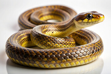 Obraz premium Natrix natrix snake on the white 