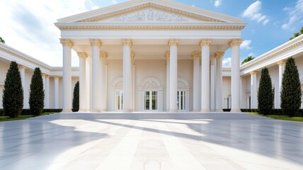 Fototapeta premium Elegant neoclassical building with columns and symmetrical design