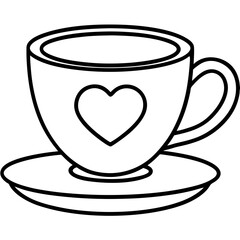 Cute Heart Saucer Teacup Outline