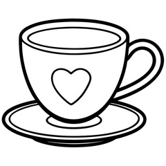 Cute Heart Saucer Teacup Outline