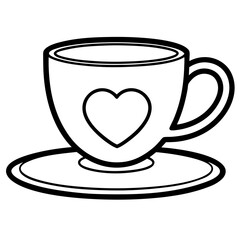 Cute Heart Saucer Teacup Outline