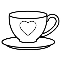 Cute Heart Saucer Teacup Outline