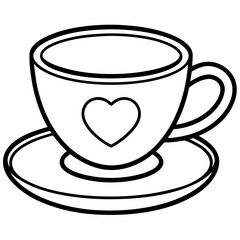 Cute Heart Saucer Teacup Outline
