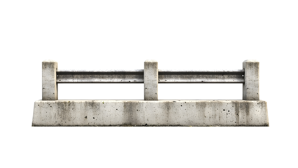 Concrete barrier road fence Isolated on white background.