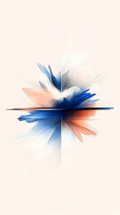 Abstract splash of blue and orange paint spreading. Illustration for backgrounds, wall art and creative projects