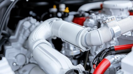 Fototapeta premium Close-up of modern car engine with detailed components
