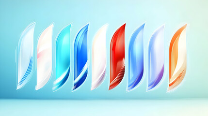 Obraz premium Colorful abstract shapes on blue for background graphic. Modern design elements for website or presentation