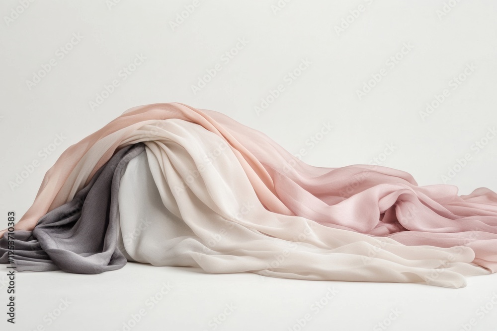 Fototapete silk fabrics in elegant tones resting on a neutral background with soft lighting allowing for creati