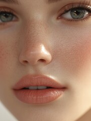 Naklejka premium Close-up of beautiful woman's perfect skin care concept with full lips. generative ai