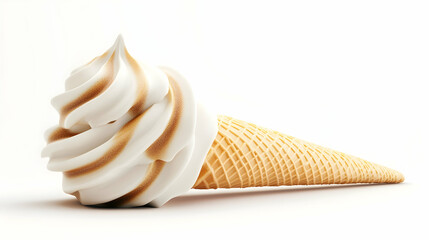 Dropped ice cream cone melts on a plain background. For online ads and blogs about treats