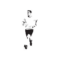 Black and White Illustration of Man Jogging – Vector Art
