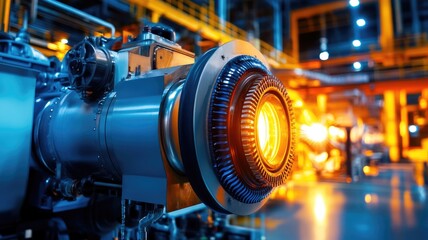 Obraz premium Industrial machinery in modern factory with vibrant lighting