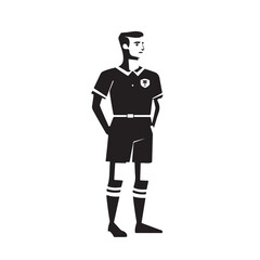 Vector Art of a Black and White Referee Standing in Profile