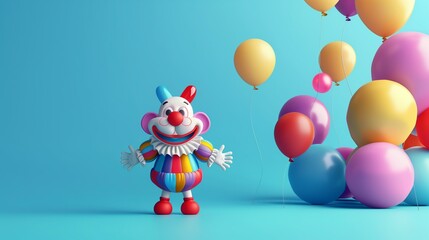 Fototapeta premium Joyful Clown with Colorful Balloons in a Festive Setting