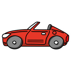 Auto automobile sportiva spider rossa. Disegno simpatico stile fumetto. Vettoriale editabile