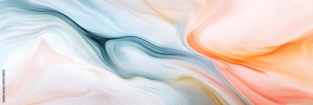 Aufkleber Flowing abstract lines evoke gentle spring breezes with pastel tones and spacious areas for text in a serene composition. Generative AI