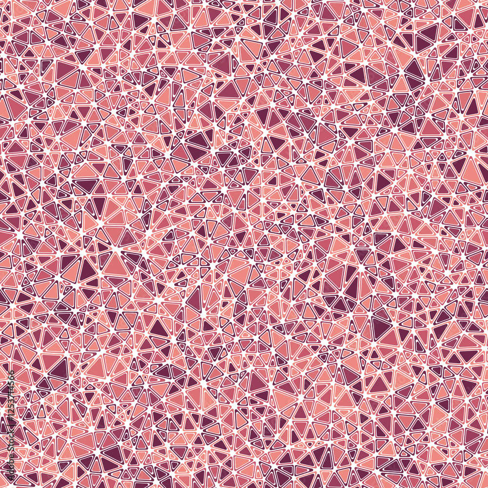 Poster mosaic background. rounded solid shapes in frames. small triangles size. multicolored style. repeata